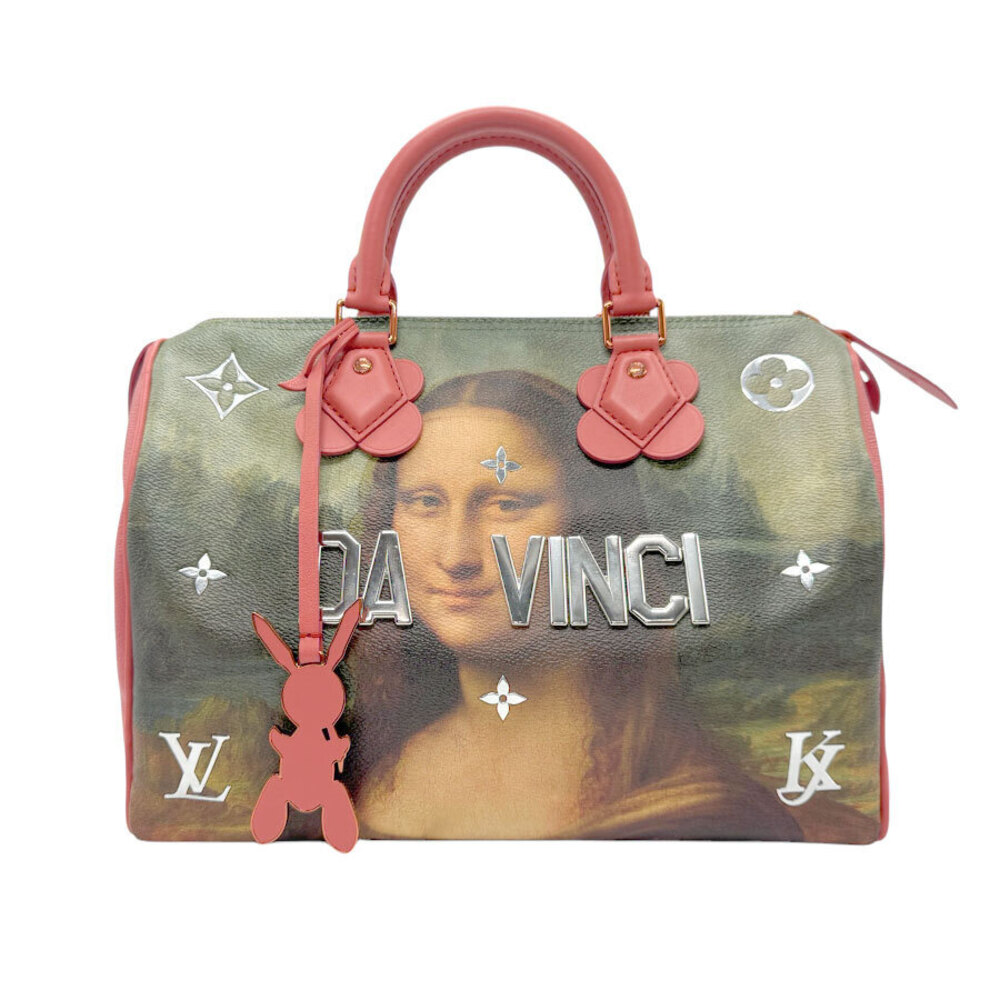 Louis Vuitton Stars Da Vinci Speedy Leather Top Handle Bag Multicolor Pink